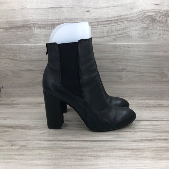 Sam Edelman Ankle Boots Womens 8.5 Case Chelsea Black Leather Slip On Heel Booti - Picture 1 of 9